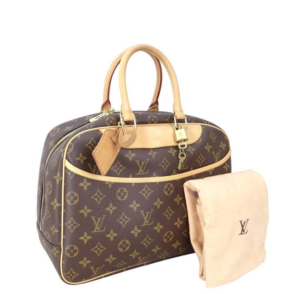 Louis Vuitton Monogram Deauville Handbag Boston Bag Tote Padlock